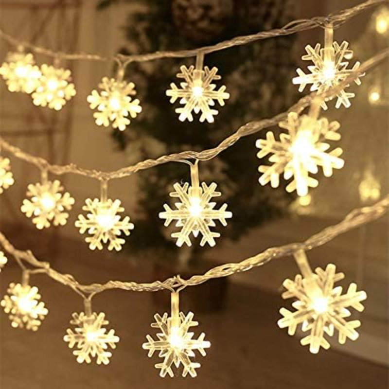 Christmas Lights, 20 Ft 40 LED Snowflake String Lights Battery Operated Fairy Lights Hanging Lights For Bedroom Patio Room Party Home Xmas Decor Indoor Outdoor Christmas Tree Decoration
