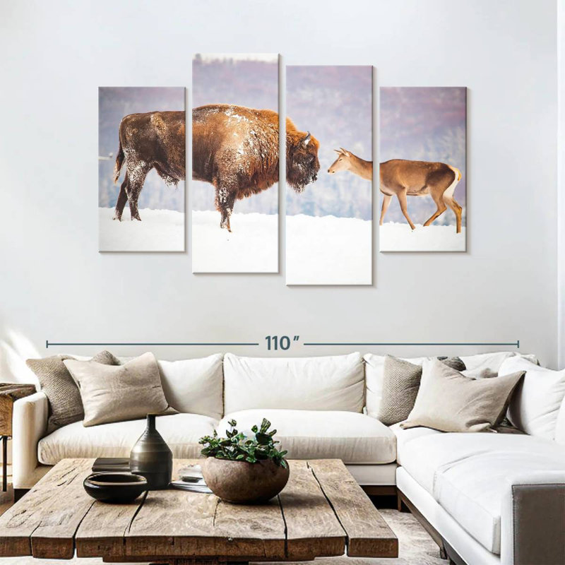 Brampt Bison And Deer In Winter
