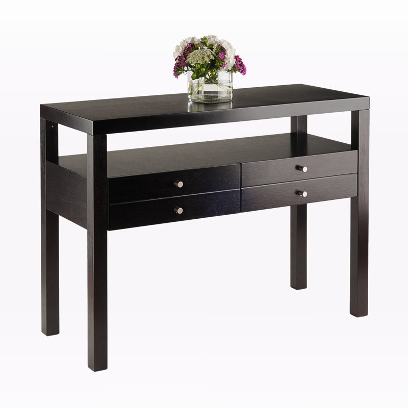 Jasso Console Table, two drawer, lower shelf, Espresso 29.81'' H X 39.87'' W X 16.09'' D