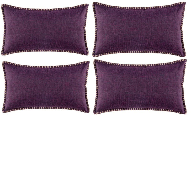 Ensemble de 4 housses de coussin en lin, Mauve