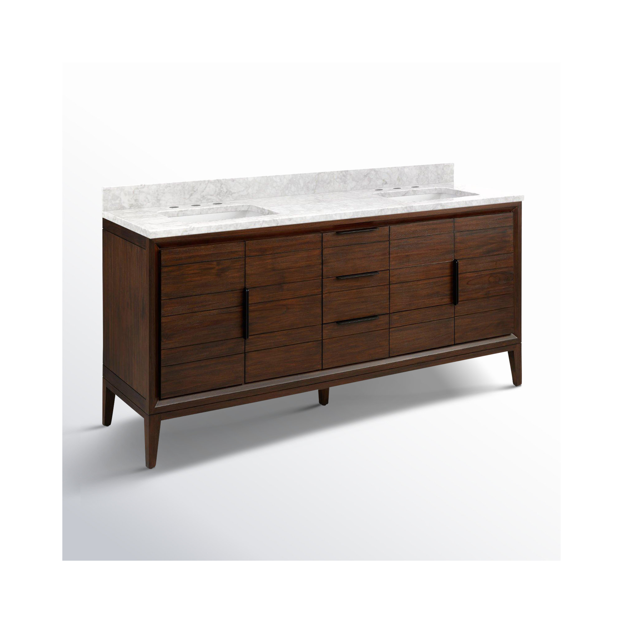 Aliso 72" Double Bathroom Vanity, Java, Carrara Marble, 8" Widespread