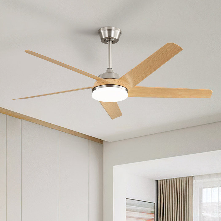 Ventilateur de plafond moderne à 5 pales en ABS de 52 po avec lumière et télécommande Mitali