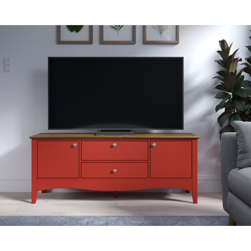 Delrick TV Stand, Red/Brown