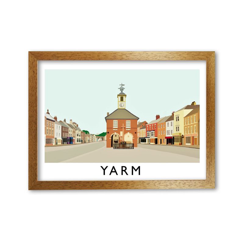 Yarm by Richard O'Neill - Single Picture Frame Print, 59.4 cm H x 81.4 cm W x 3 cm D, Honey Oak