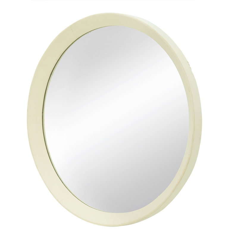 Charming Transitional Mango Wood Wall Mirror, Cream