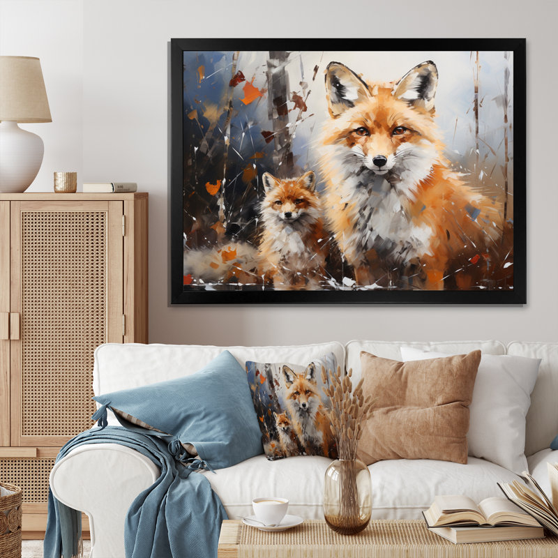 Animal Rusty Red Fox, reproduction d'art sur toile, Cadre photo noir, H 30 po x l 40 po x P 1,5 po