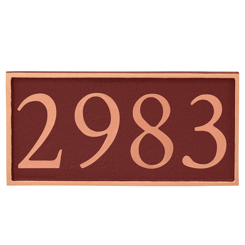 Plaque d'adresse murale 1 ligne Serif, Cuivre, Rouge, Oui