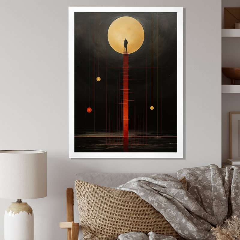 «Man in the Moon Rising» - reproduction, H 44 po x l 34 po x P 1,5 po, Cadre simple blanc