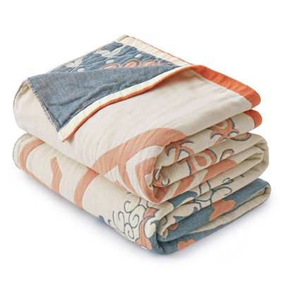 100% Natural Cotton Throw Blanket, Soft Breathable Woven Boho Throw for Couch, Sofa & Bed - Decorative Farmhouse Knit Blanket