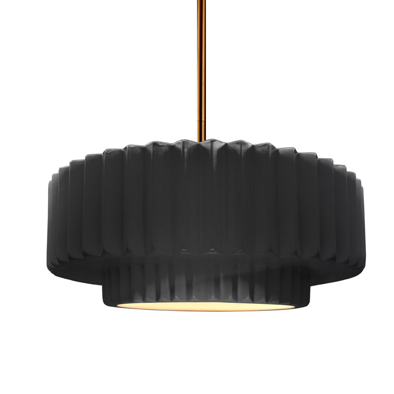 Luminaire suspendu 1 lumière Meydan, H 5,25 po x l 14,5 po x P 14,5 po, Noir brillant / blanc mat, Laiton brossé