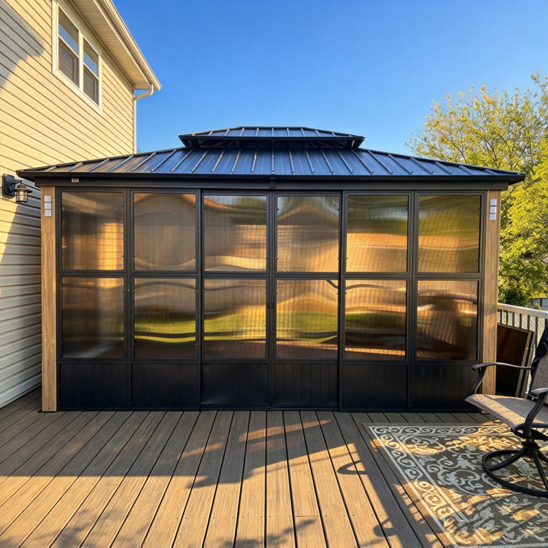 Pavillon de jardin L 12 pi. D Solarium extérieur en aluminium