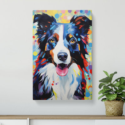 Border Collie Orphism - Wrapped Canvas