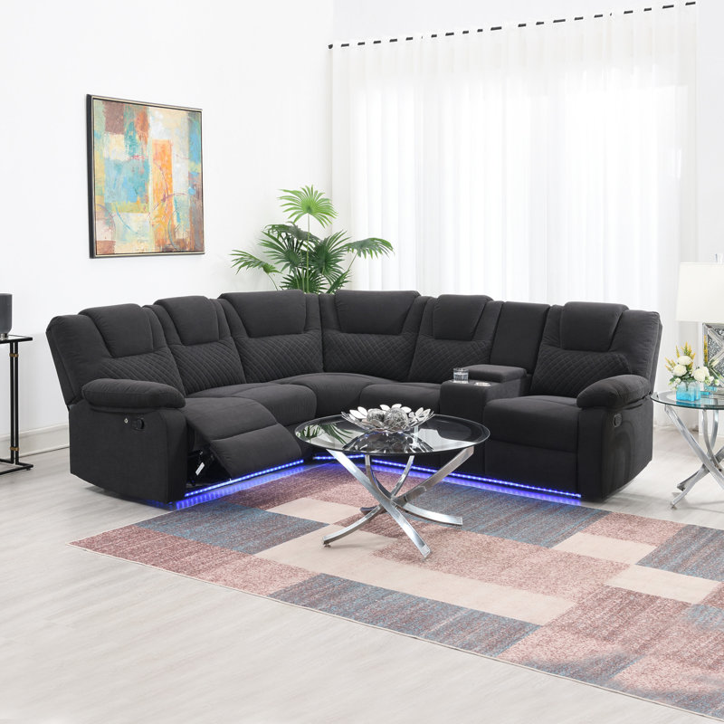 Fauteuil inclinable manuel de 94,4 po pour cinéma maison avec boîte de rangement et deux porte-gobelets pour le salon