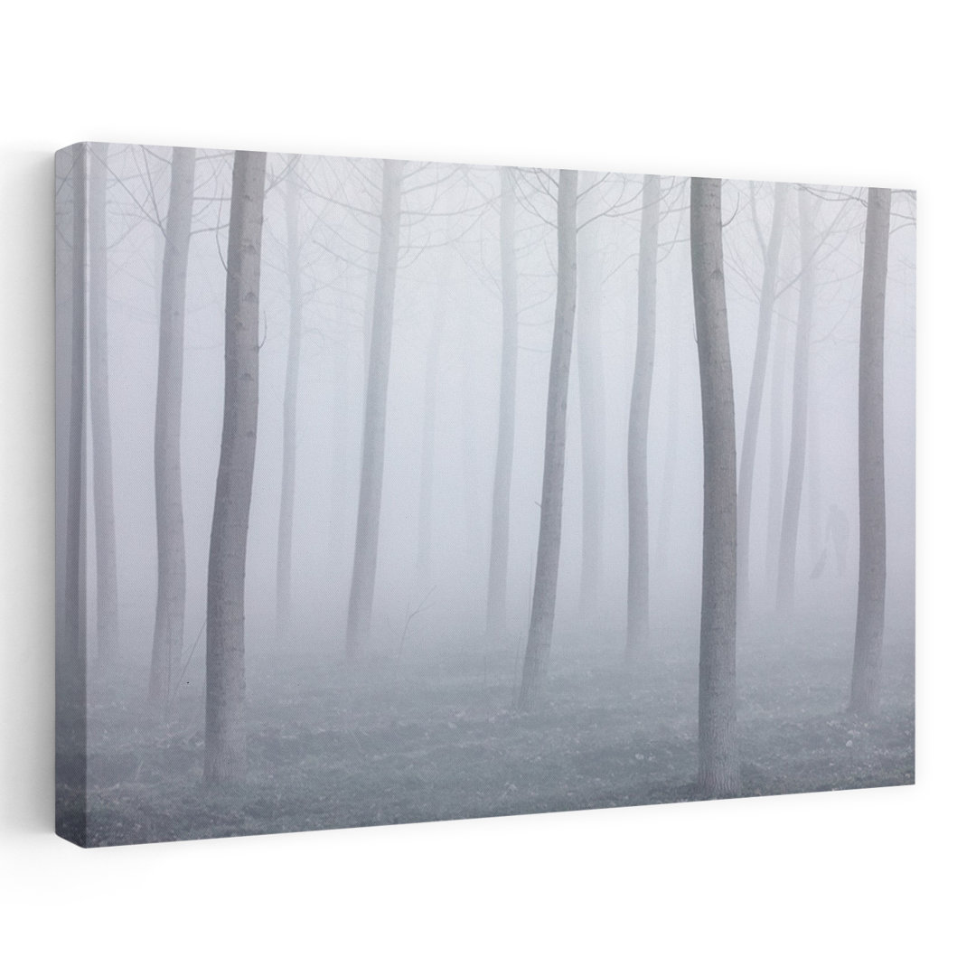 Foggy Forest Walk Dreamy Ethereal Minimalist Forest Landscape Wall Art Print