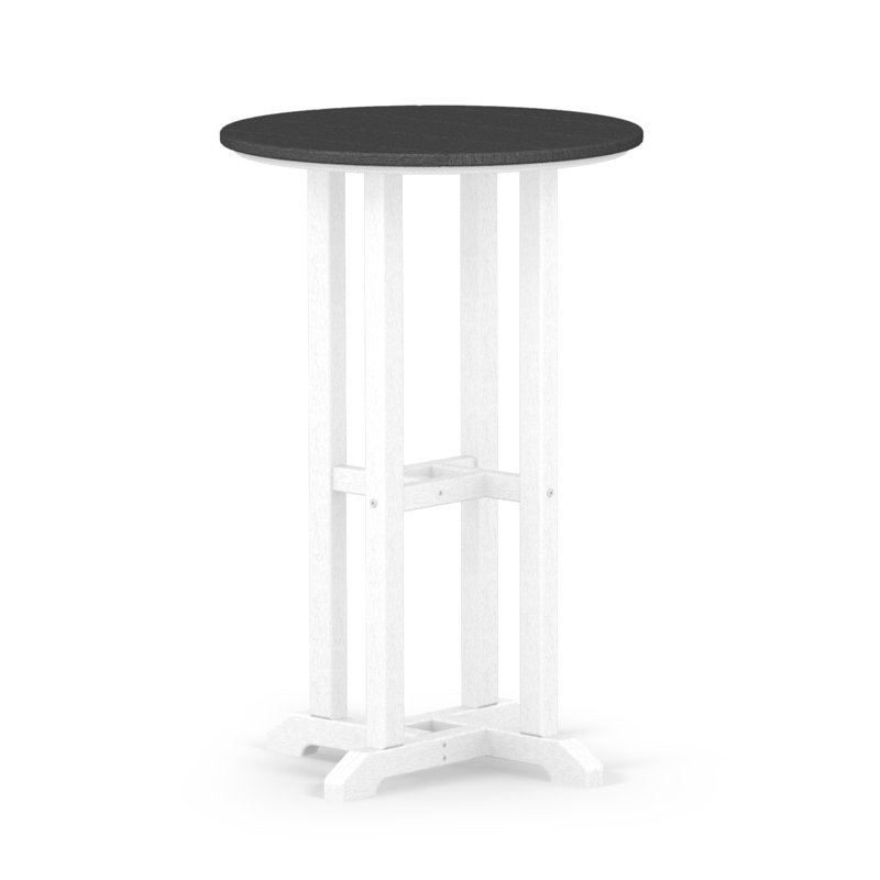 POLYWOOD Tables Round Dining Table, 29" H x 24" W x 24" L, White / Black