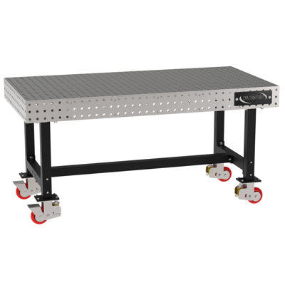 Classroom Welding & Fixture Table, Carbon Steel Top, Mobile, Powdercoat Legs, Casters