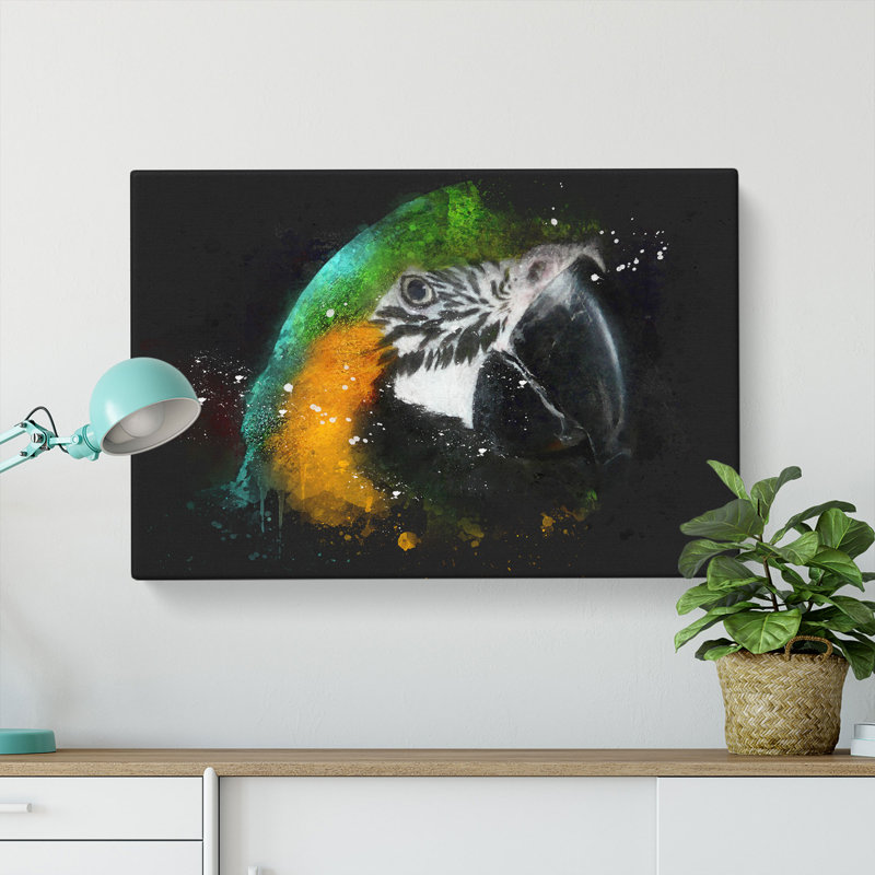 Yellow & Green Macaw Parrot - Wrapped Canvas, 35cm H x 50cm W x 3cm D