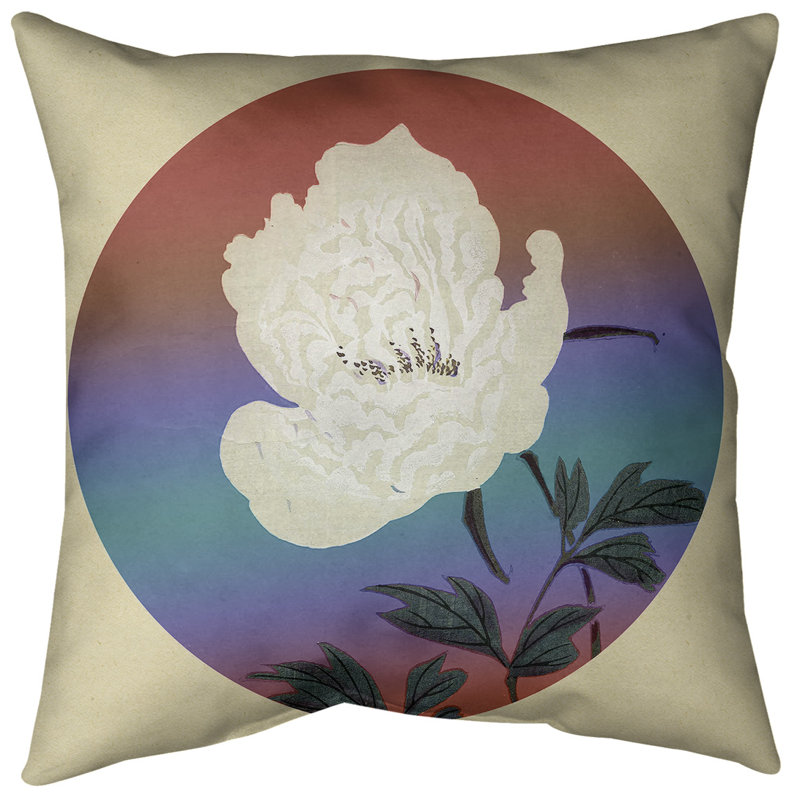 Insert de coussin décoratif de fleur japonaise, Duvet synthétique, 14 po x 14 po, Rouge / Bleu