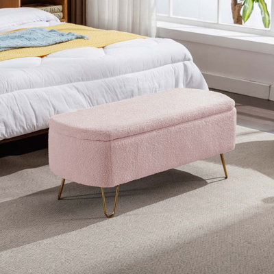 Banc de rangement avec repose-pieds pour pieds dorés
