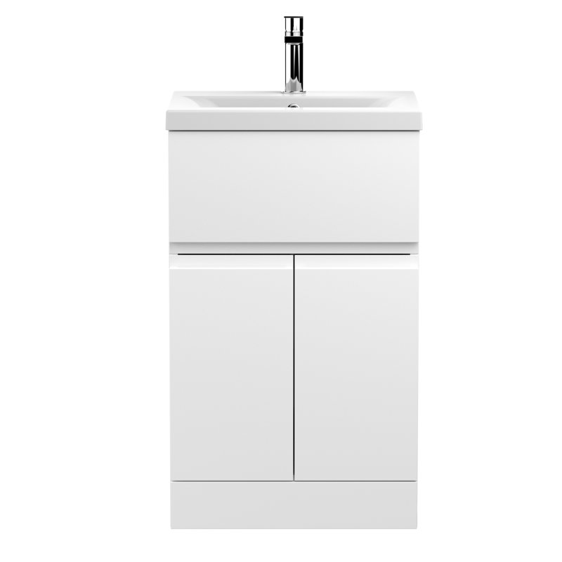 Urban 510 mm Freestanding Single Vanity with Integrated Basin, Satin White