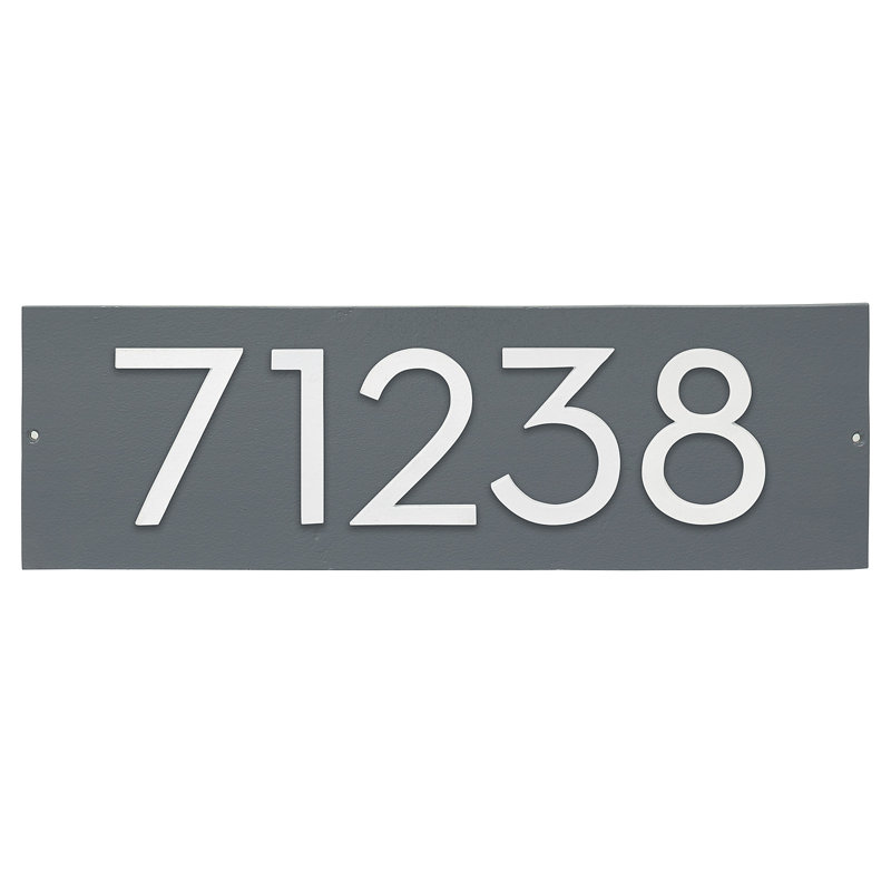 Plaque d'adresse horizontale flottante 4 po (5 chiffres), Gris, Blanc