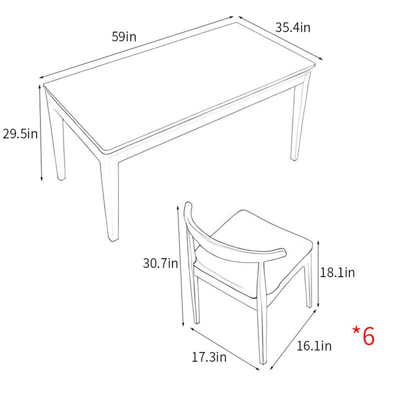 Ensemble de table de salle à manger moderne et simple, H 29,5 po x L 59 po x l 35,4 po