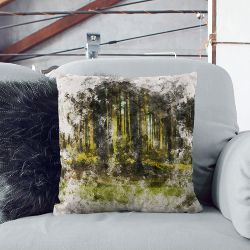 Green Forest Vol.4 Watercolour Square Throw Cushion, 55cm H x 55cm W x 20cm D