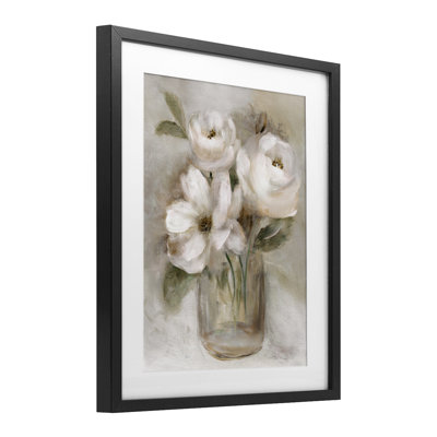 «Soft Brushstroke Roses», reproduction encadrée sous verre, design par Nan