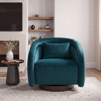 Fauteuil d'appoint pivotant, fauteuil demi-tonneau pivotant à 360 degrés avec revêtement en peluche, fauteuil pivotant confortable en forme de citrouille pour le salon, la chambre à coucher ou le bureau