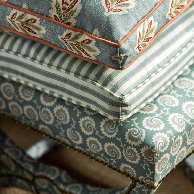 Pinetum Stripe Fabric, Blue Clay