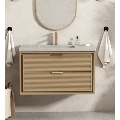 Meuble-lavabo mural 36 po avec plateau blanc Maxbano
