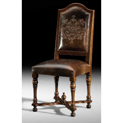 Tufted Leather Side Chair in Brown