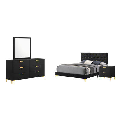 Sevak 4 - Piece Bedroom Set in Black