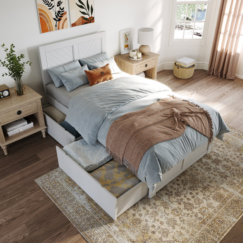 Lit avec rangement en bois massif Bhawana, Simple extra long