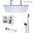Brushed Nickel 24inch Shower Faucet Set Tub Spout LED Rain Head Combo with Valve