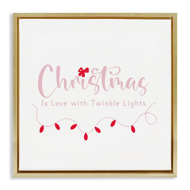Cadre flottant Christmas Is Love with Lights, design par Lauren Rader, H 18 po x l 18 po, Cadre flottant métallique doré