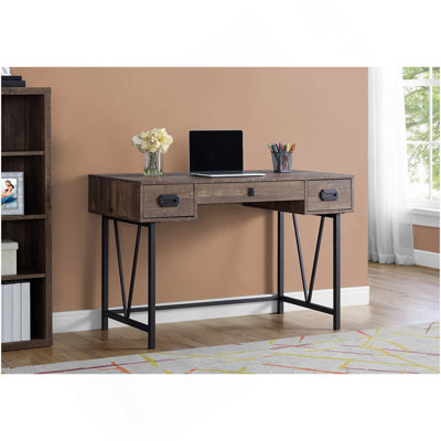 Bureau d'ordinateur, bureau personnel, ordinateur portable, tiroirs de rangement, L 48 po, bureau, stratifié brun, métal, transitionnel