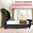 Tufted Wingback Velvet Platform Bed With Nailhead Trim, Curved Sleigh Designing-269358085-286967859
