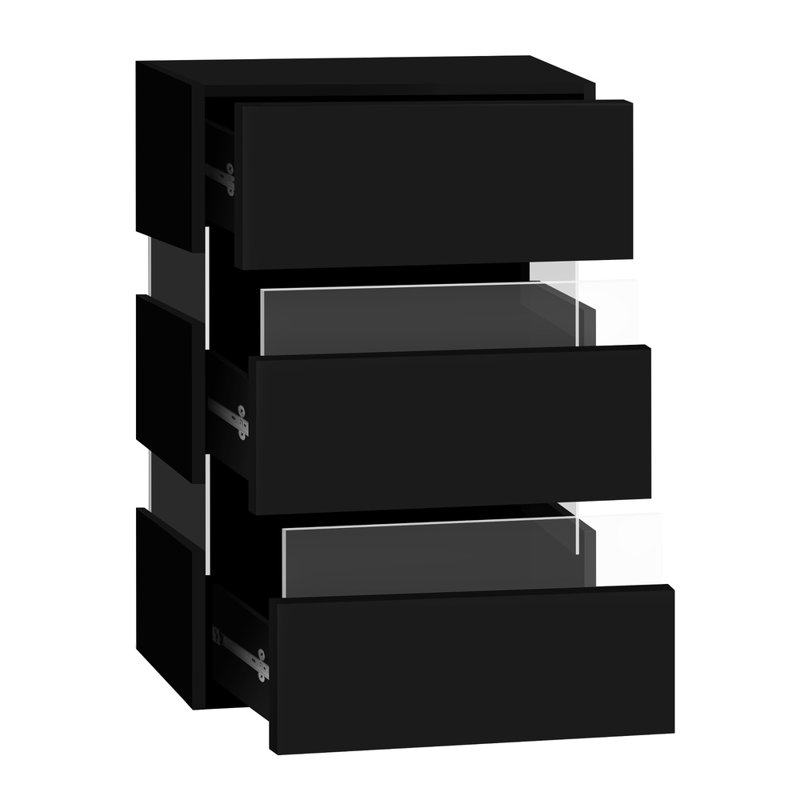 Mikeyla 45cm W Manufactured Wood Bedside Table, Black
