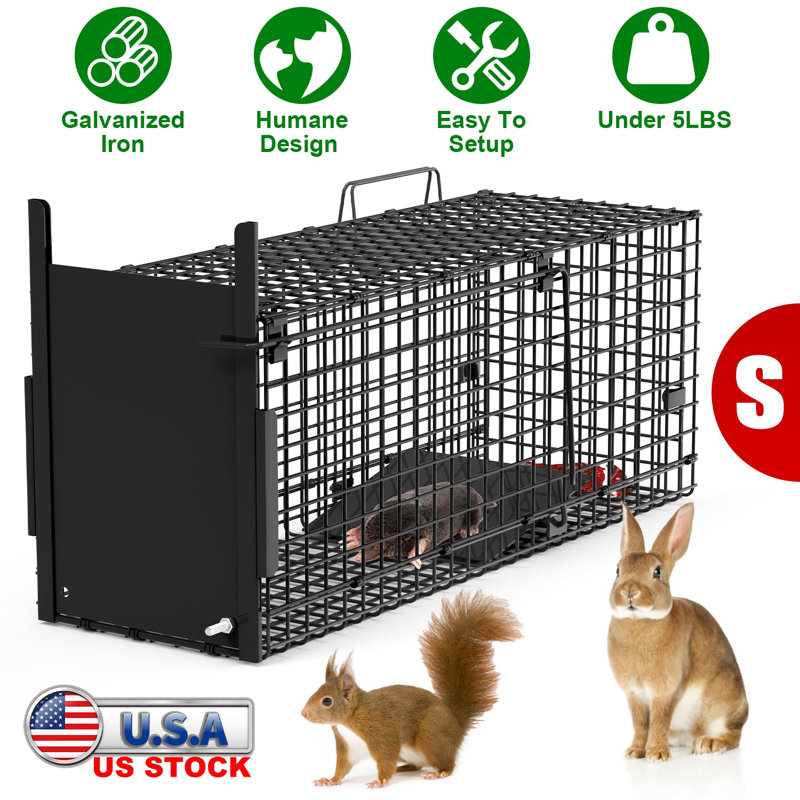 Cage pour animaux de 32 po à 2 portes pour animaux de 12 ans et moins Facile à installer Cage de sécurité en fer galvanisé pour lapins Skunk Opossums Nutria