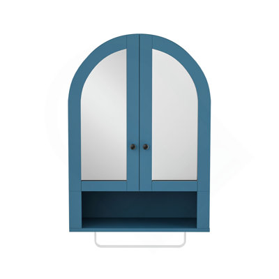 Wall Mounted Arched Cabinet With Mirrored Doors And Adjustable Shelves For Laundry Room, Bathroom, Kitchen