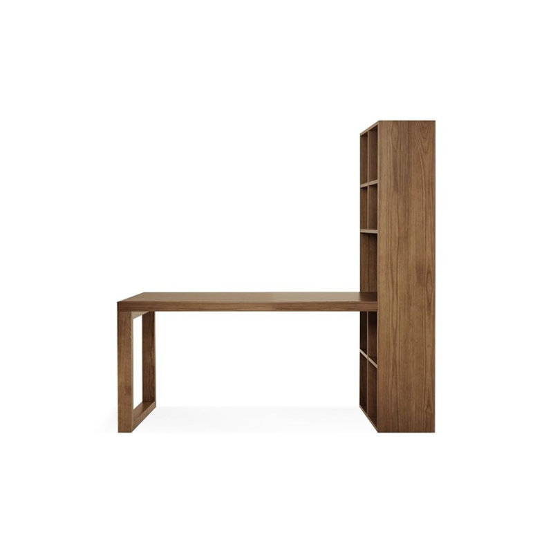 Burlywood Rectangular Solid Wood desks, 29.53" H x 62.99" W x 23.62" D, Left Hand Return