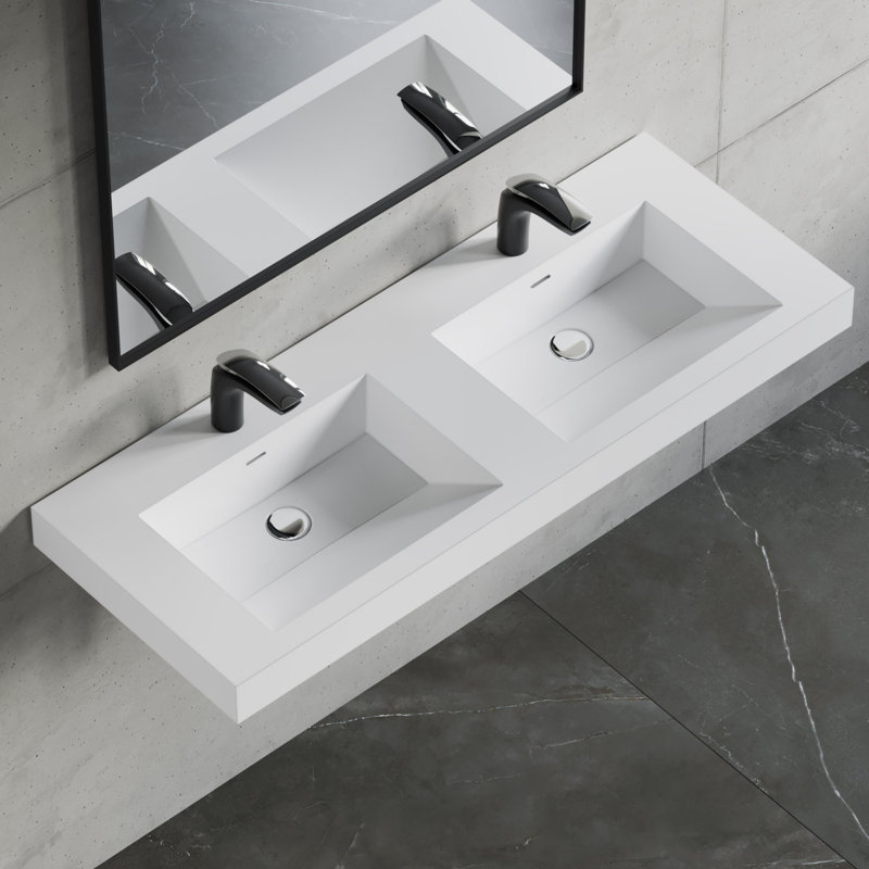 48" Solid Surface Wall-Mounted Bathroom Sink