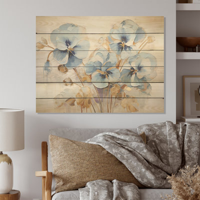 Minimalisme bleu et doré - Pensées délicieuses - Art sur bois de pin naturel