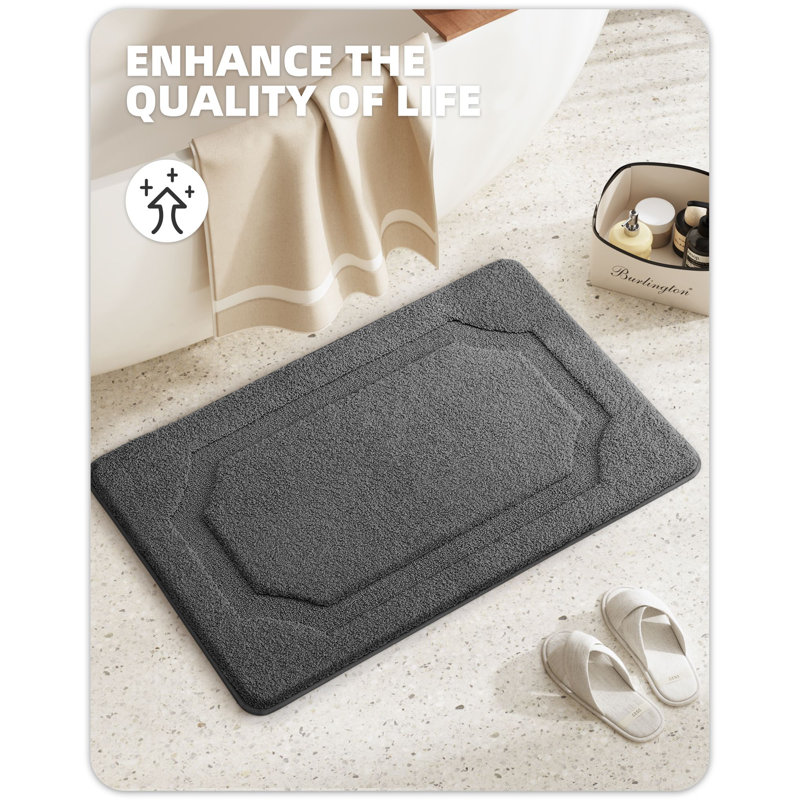 Tapis pour salle de bain Anselm, Simple - L 60 po x l 24 po, Gris foncé