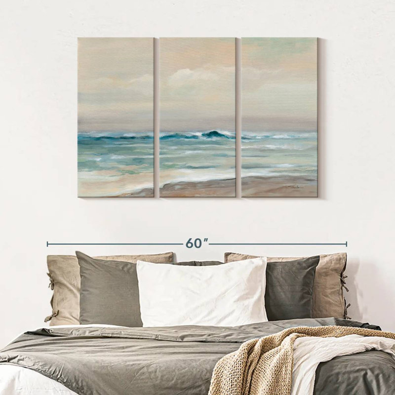 «Whispering Ocean Waves», 3 pièces, H 32 po x l 50 po x P 1,25 po