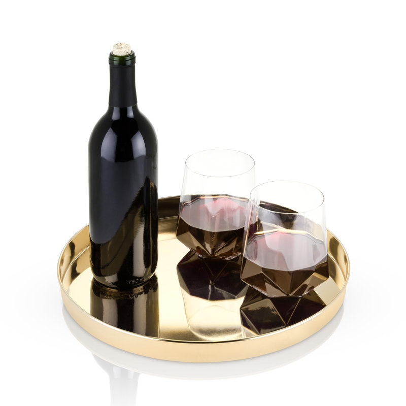 Round Serving Tray in Gold