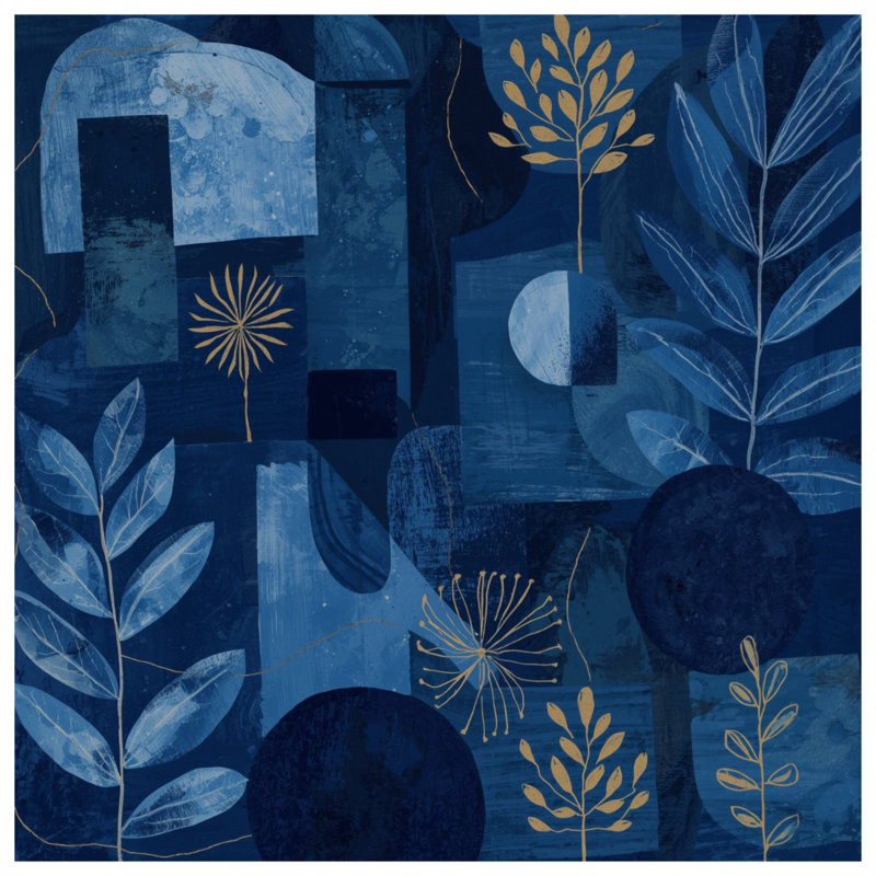 Rideaux de douche bleu botanique à motif abstrait très longs, 70 po l x 72 po H