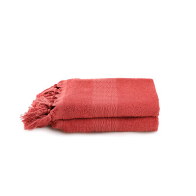 Ensemble de serviettes de bain de qualité supérieure (2 pièces), rouge carrelé, 29,5 x 59,1 pouces | 100% coton, 9,0 oz / verge carrée | Lavable à la machine à 104 ° F | Ultra-doux, très absorbant, parfait pour un spa à domicile et un usage quotidien