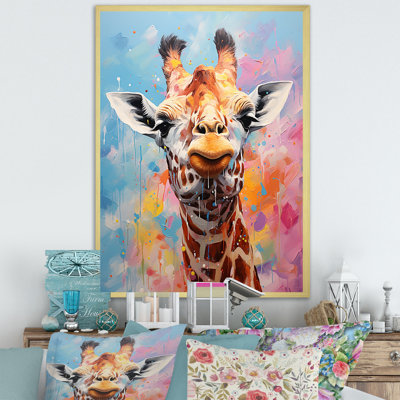 Popart Art, girafe multicolore Grace II sur toile